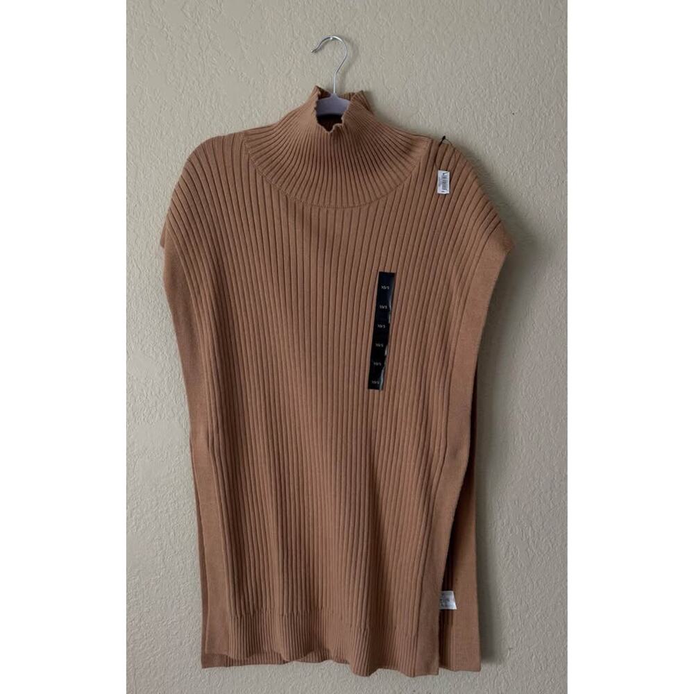 Banana Republic Mock-Neck Knit Poncho Cape XS - Small Tan/Camel NWT